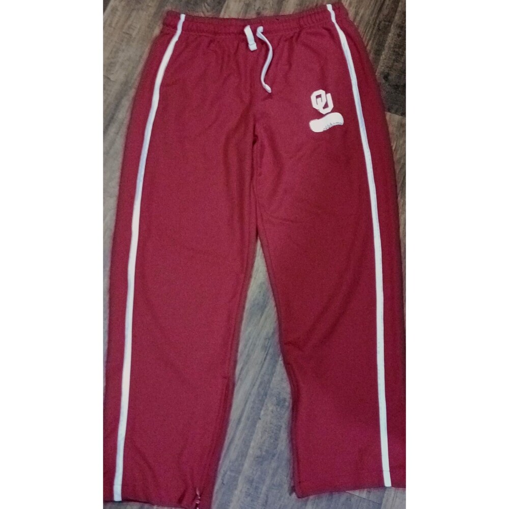OKLAHOMA SOONERS TRACK PANTS MENS L RED WHITE STRIPE Y2K ATHLEISURE